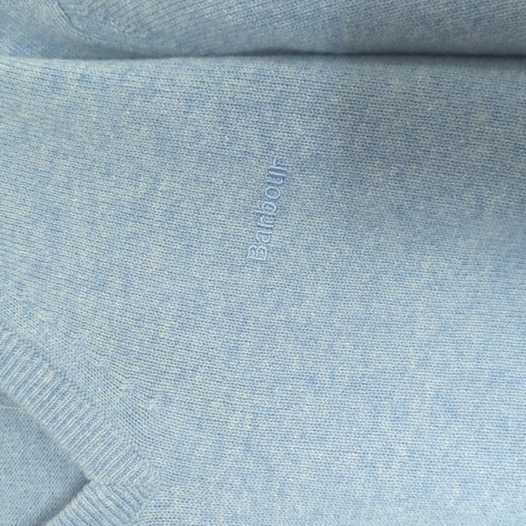 Barbour Lambswool Sports Vee Glacier Blue Sweater Size Men's Medium - Picture 2 of 10